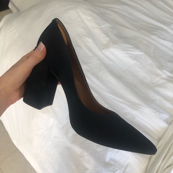 MARTA MIDNIGHT BLACK (deep navy) NUBUCK leather block heels, size 41 (US 10) - Picture 8 of 9